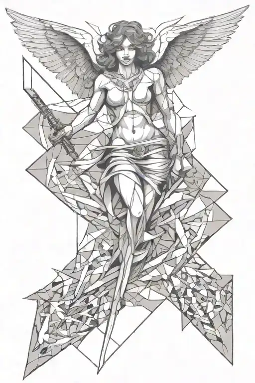 Falling Angel Holding A Sword