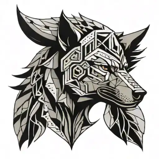 Wolf Dog With Features Of Warrior Athena With Helmet