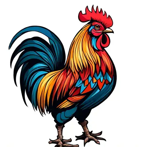 French Rooster With A Lorraine Cross