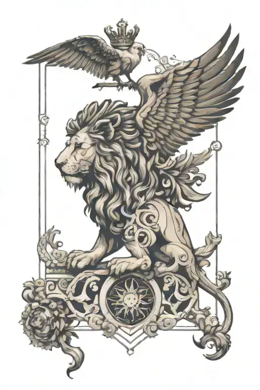 Lion And Crown And Wing And Rome