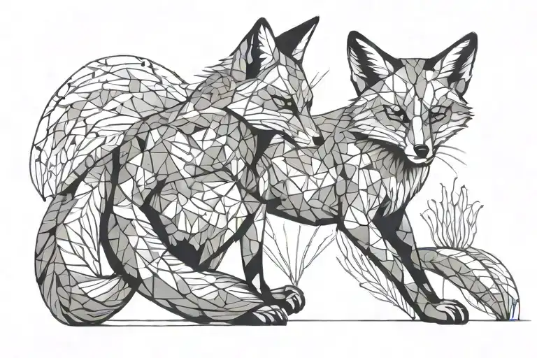 Fox With Two Tails Sitting