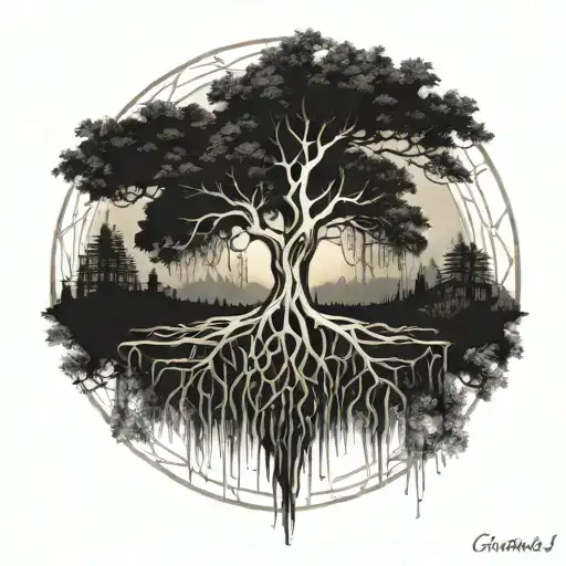 Tree Of Life With Dns Roots Growing