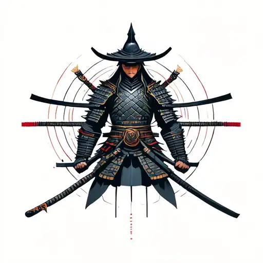 Samurai Warrior Geometric Design Incorporating Symbols