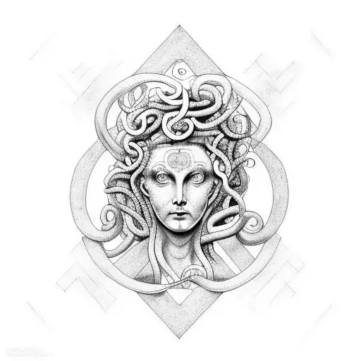 Medusa That Is Very Scary Coming Out Of A Triangle