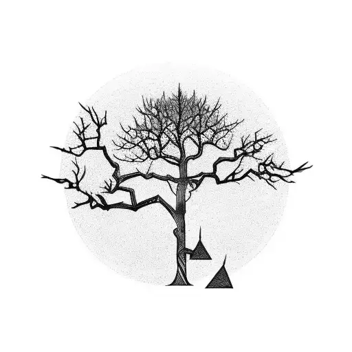 The Grim Reaper On A Dead Tree In Front Of A Sunset