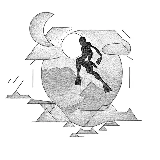 A Silhouette Of A Swimmer Diving Into A Pool With A Serene Moon Above