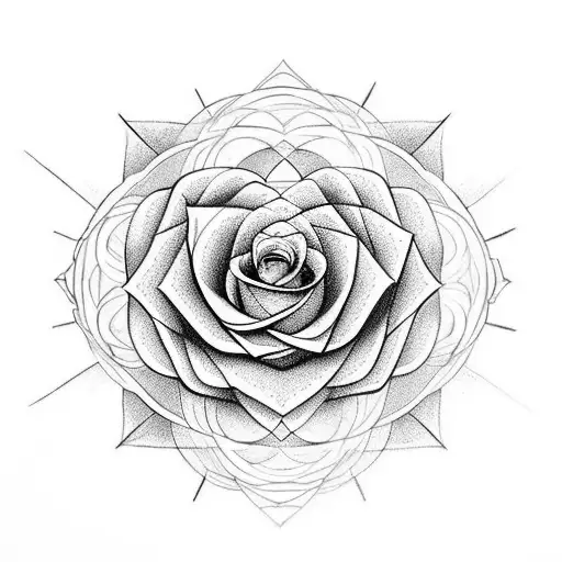 The Word Love With A Rose And Sacred Geometry