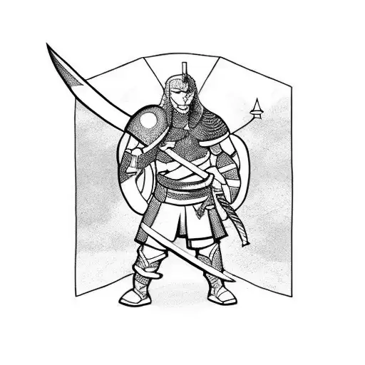 Fighter With A Sword And A Shield