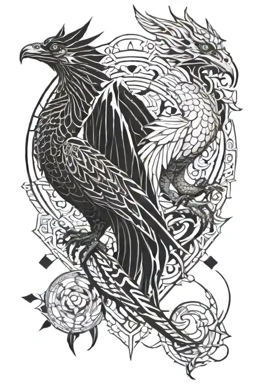Dragon And Phoenix Bird