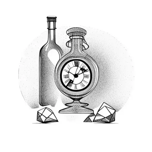 Hour Glass With Clock On The Top Bottle And Sand Below