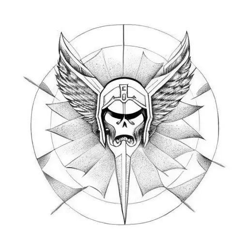 Warrior Wings Devil Sword Planets Sun