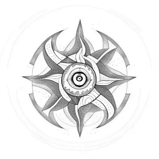 Yin And Yang As A Sun Over The Water