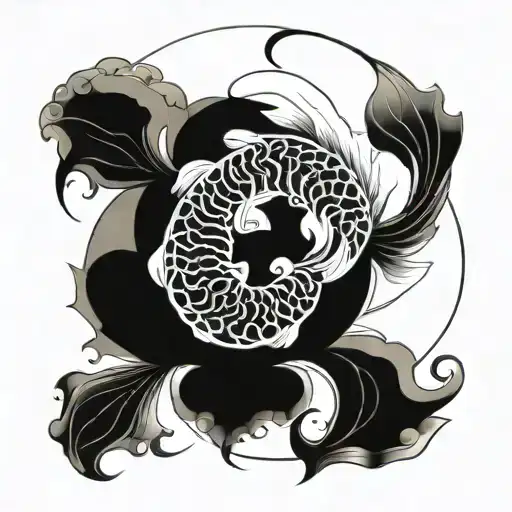 Koi Fish Transforming Yin Yang Symbol