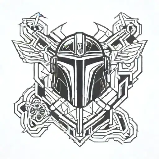 Simple Mandalorian Crest Logo Black Amd White No Helmets