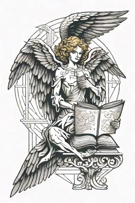 Angel With Book And Devil
