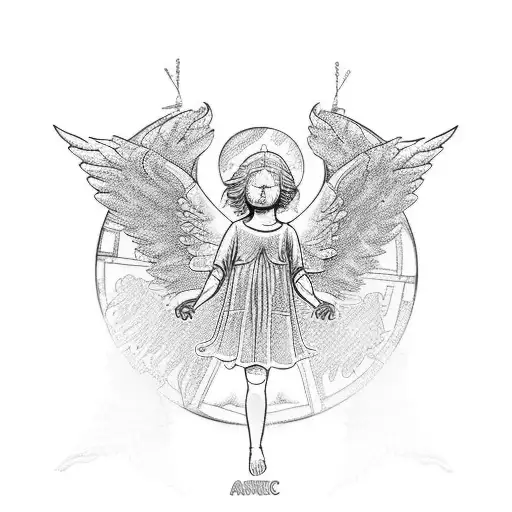 Angel Statue With 4 Wings And Astral Map