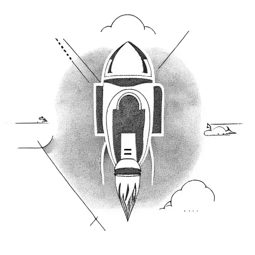 Rocket With Simple Line Work