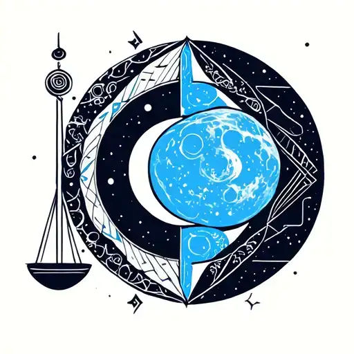 Libra And Moon Surrounded