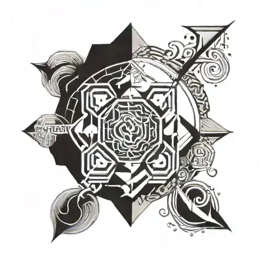 Air Earth Water Fire Symbols In A Band