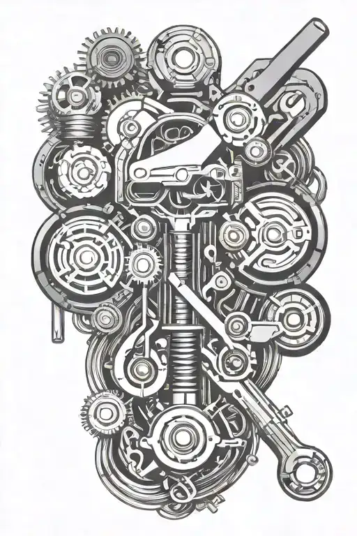 Car Mechanic Pistons And Turbos And Keys Forming Dna