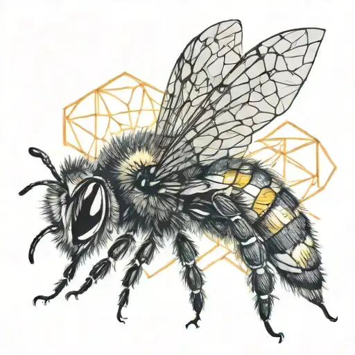 Bee With Geometric Background