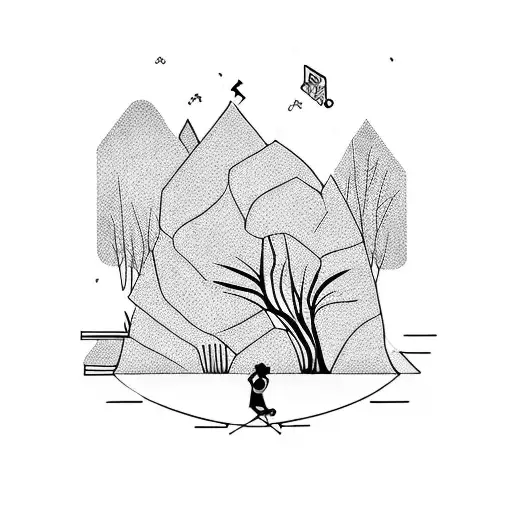 A Person Playing The Harp Under A Tree By A River