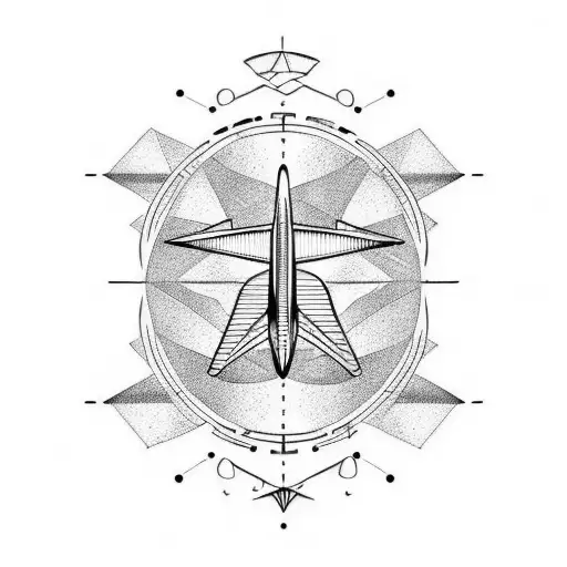 A Minimalist Tattoo Of An Airplane Flying Through Musical Notes