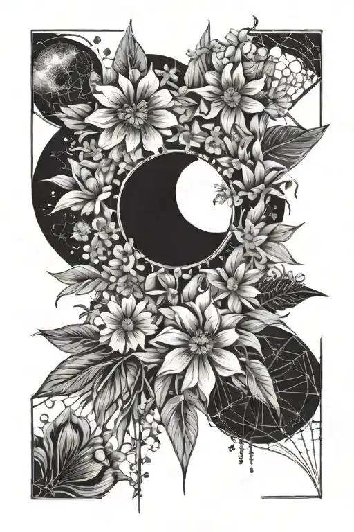 Vertical Line Phases Of The Moon Out Of Flowers