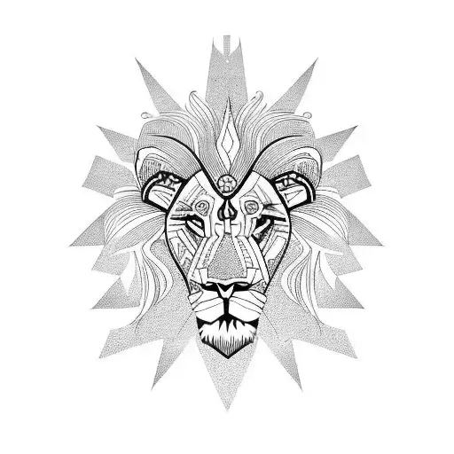 Male Lion Head With Tribal Marks