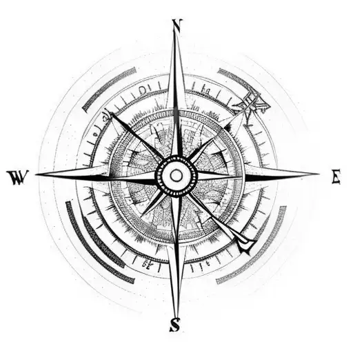 A Compass And Clock Split By An Arrow