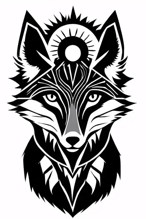 Fox Face With Sun On Its Forehead