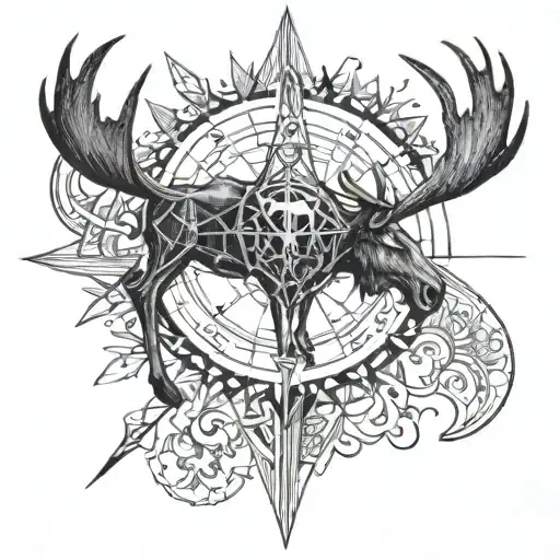 Compass Arrow Northwest Moose Skull