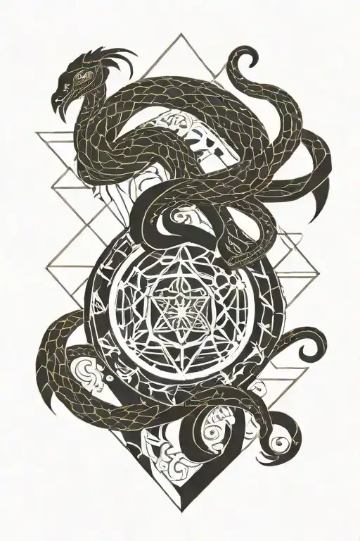 Sacred Geo Symteric Shapes Snake And Phoenix Rising