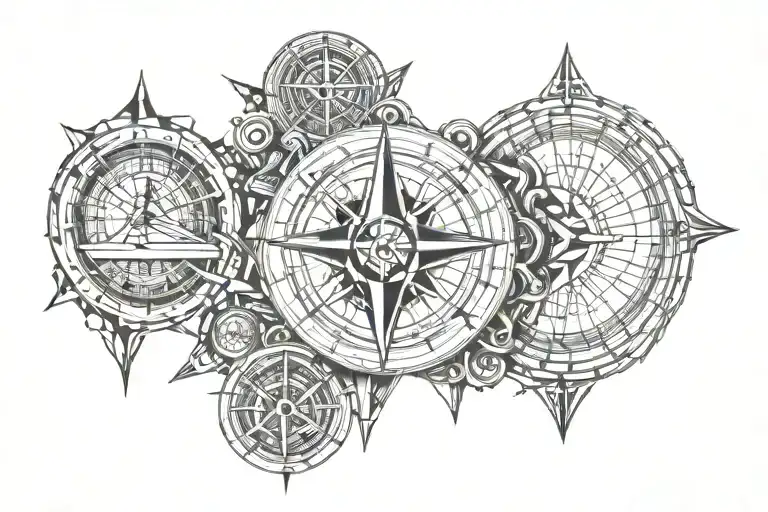 Nautical Square And Compass Surrounded