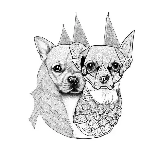 Crow Sitting On A Chihuahua