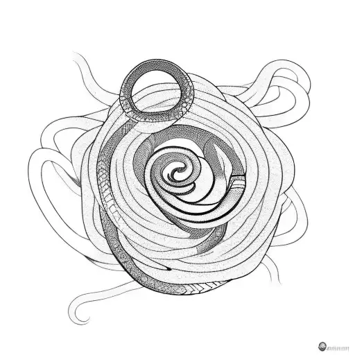 A Mesmerizing Snake Coiled Around A Bed Of Dark Flowers