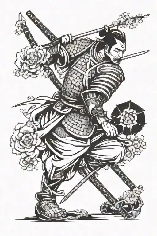 Samurai And Cherry Blossom