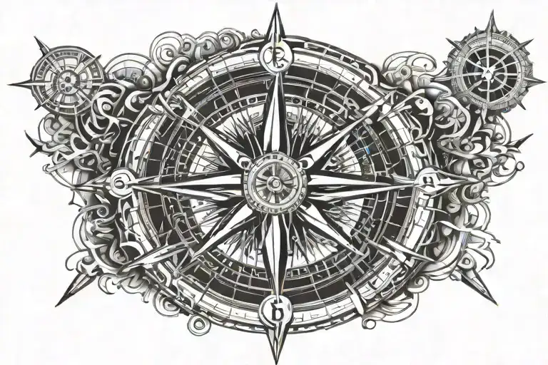 Compass Surrounded By Various