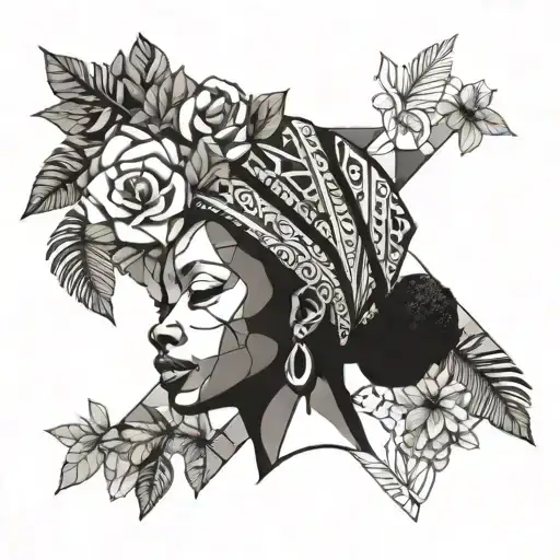 African Queen With Africa And Flowers