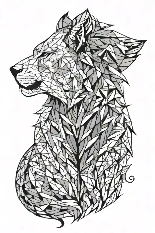 Half Lion Half Fox Head