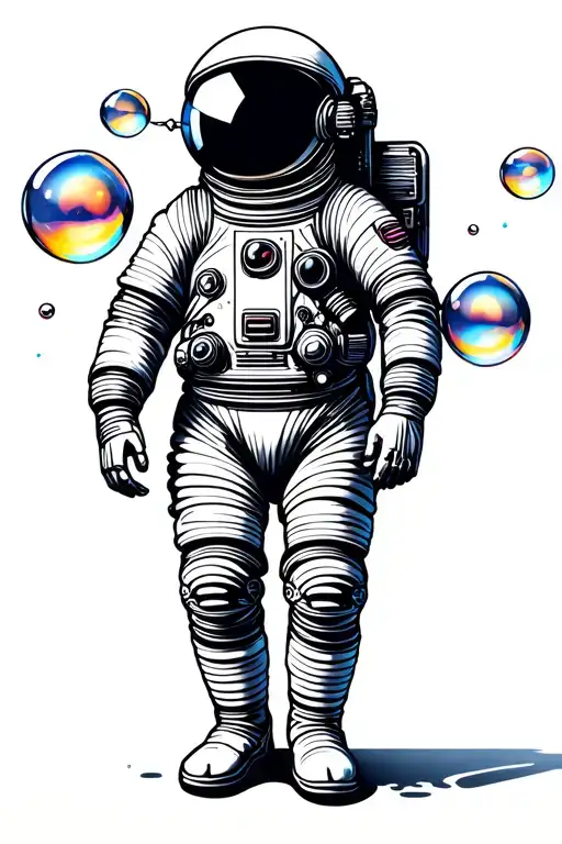 Astronaut Blowing Bubbles