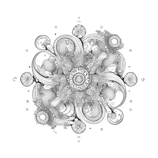 An Intricate Floral Design With Beach Elements Like Seashells And Waves