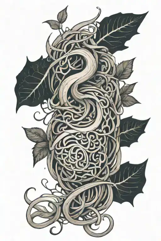 An Intricate Design Of A Gut With Roots And Vines Symbolizing Self-esteem And Inner Strength