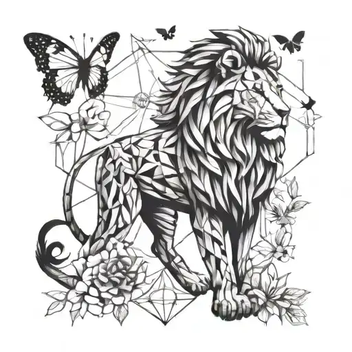 Lion Flowers And Butterflies