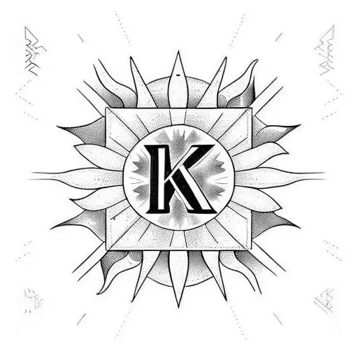 Sun Rays With Letter K And Number 18