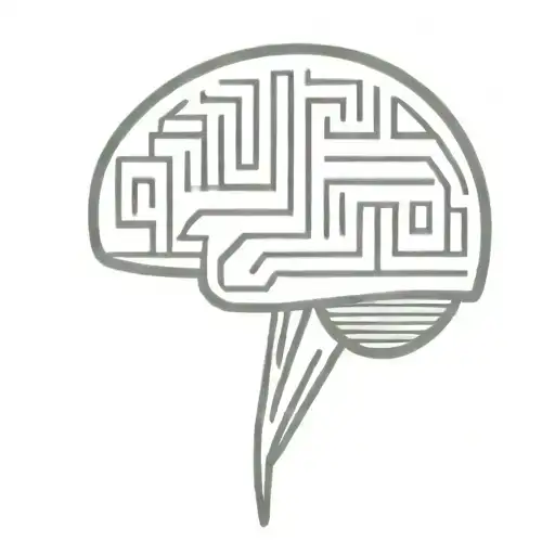 A Simple Minimalist Line Drawing Of A Brain As A Maze