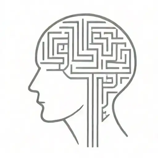 A Simple Minimalist Line Drawing Of A Brain As An Elaborate Maze With Offshoots