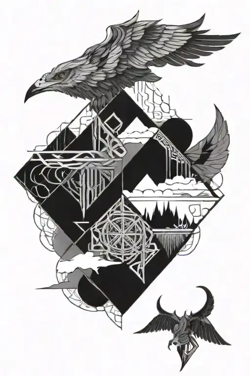 Norse Mythology Tattoo Design Featuring