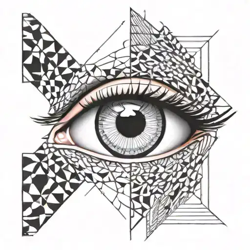 Realistic Eye With Geometric Background