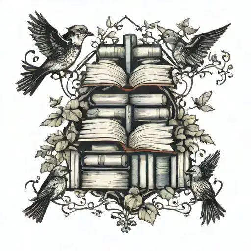 Books Birds Flying Together Ivy Vine